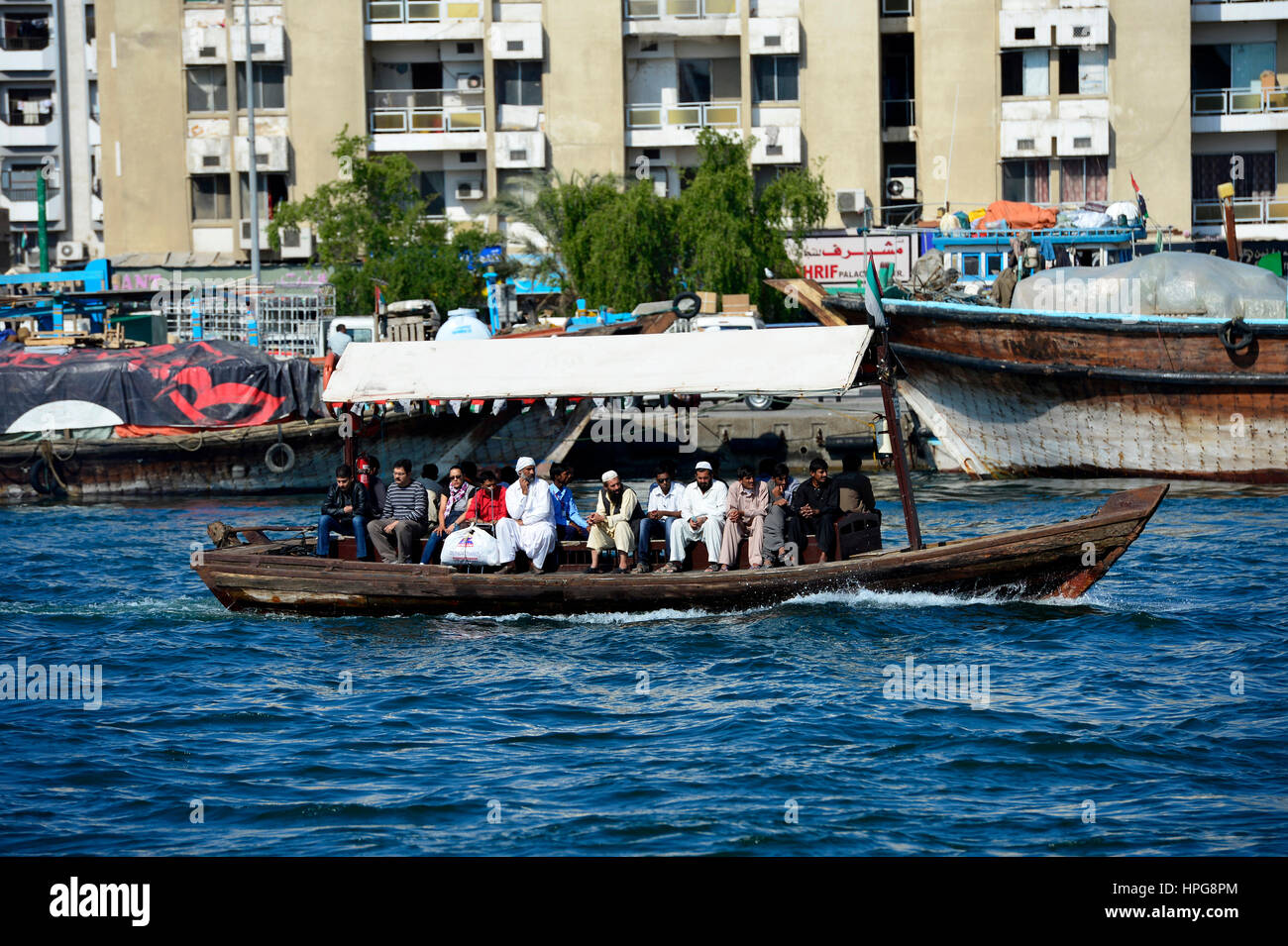 United Arab Emirates, Dubai, taxiboat with passengers from Bur Dubai