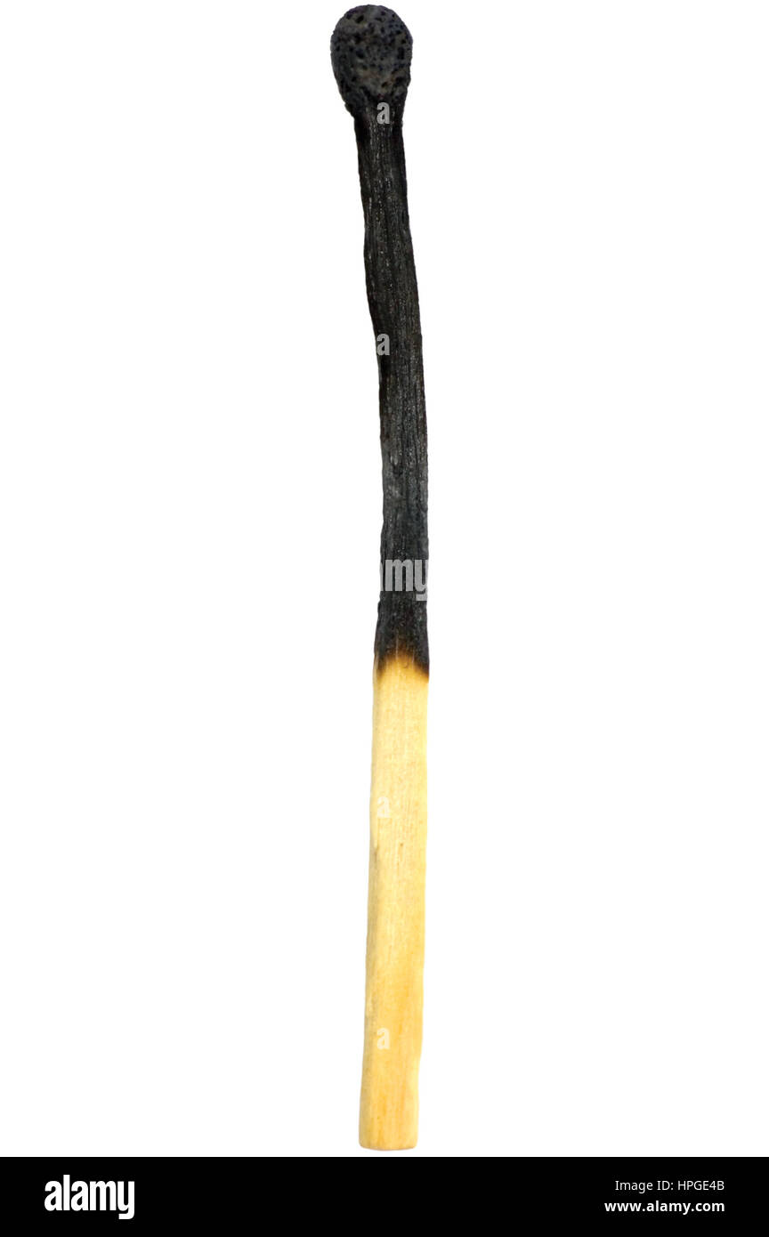Burned match macro closeup, burnt matchstick, isolated Stock Photo Alamy