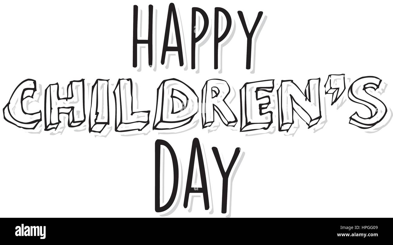 Happy childrens day vector illustration Black and White Stock Photos ...