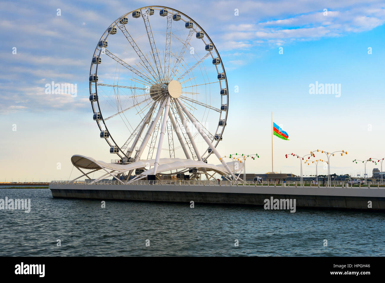 Baku ferris wheel, Baky eye on Seaside boulevard. Azerbaijan Stock Photo
