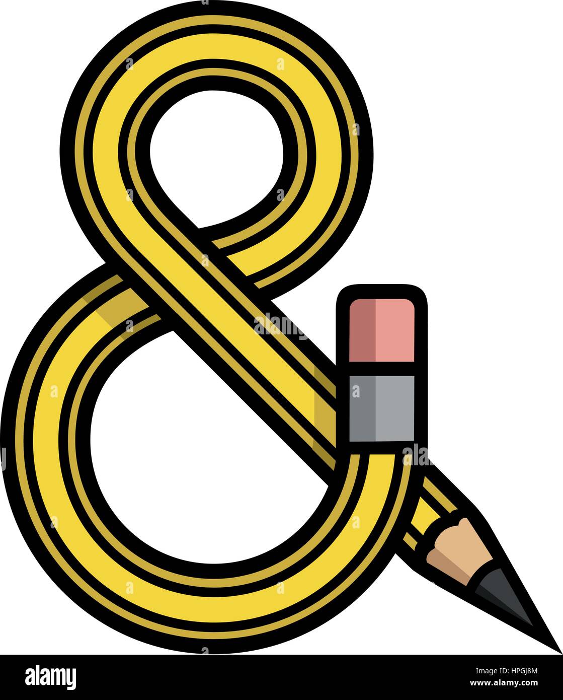 Ampersand Pencil. Vector Logo. Stock Vector