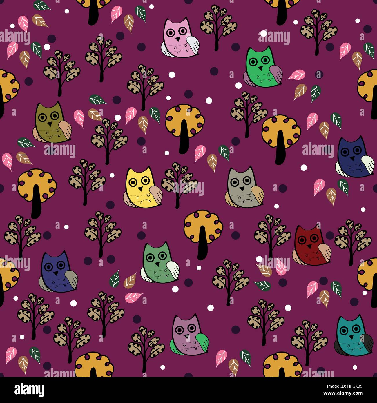 Owls forest vector seamless pattern Stock Vector Image & Art - Alamy
