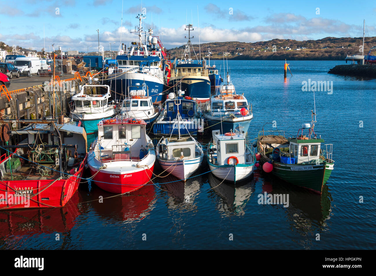 Killybegs fishing port harbour and boats, County Donegal, Ireland Stock Photo