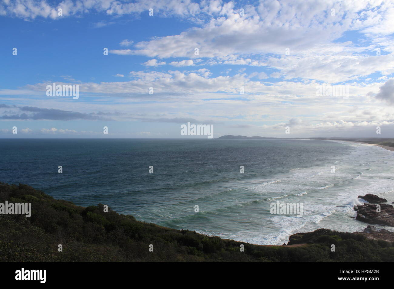 View of the Pacific Ocean and East Australia coast between Port Macquarie and Coffs Harbour