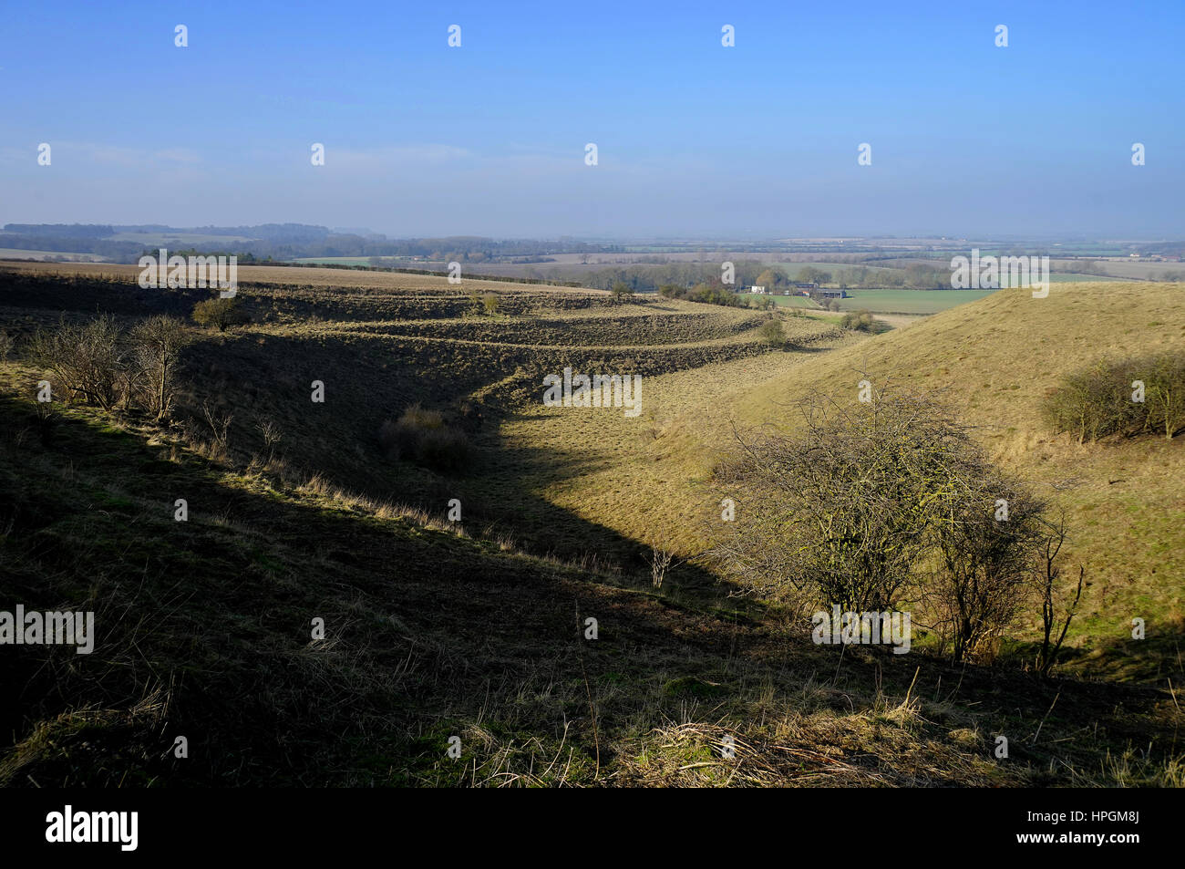 A view over a combe at the Knocking Hoe nature reserve near Pegsdon in Bedfordshire Stock Photo