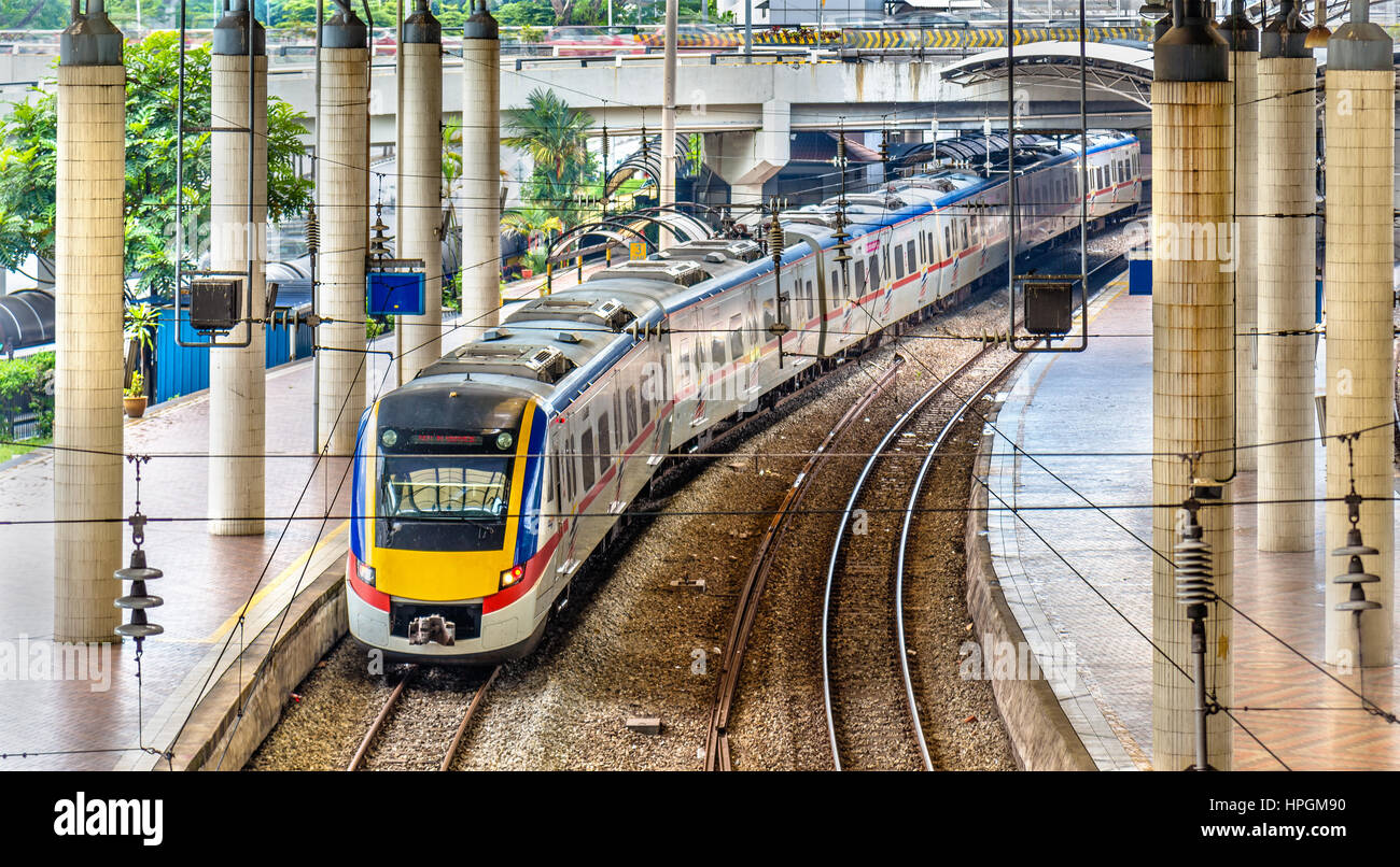 Commuter train at Kuala Lumpur station, Malaysia Stock Photo