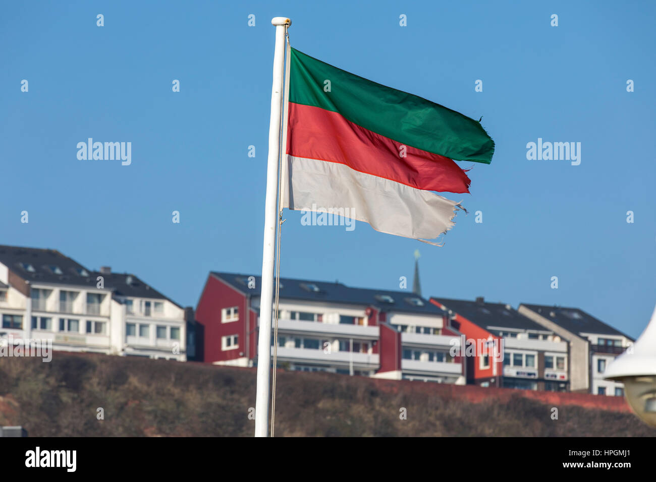Helgoland, a German Island in the North Sea, local colors, flagg, Stock Photo