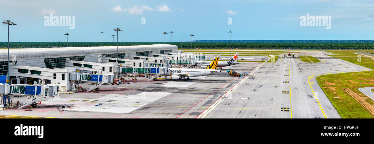 Airplanes at the terminal of Kuala Lumpur International Airport. KLIA is the largest and busiest airport in Malaysia. Stock Photo