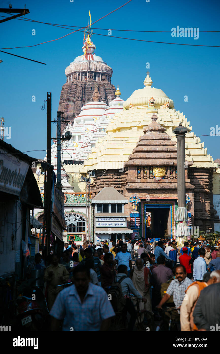 Jagannath temple entrance street view, Puri, Orissa, India. Stock Photo