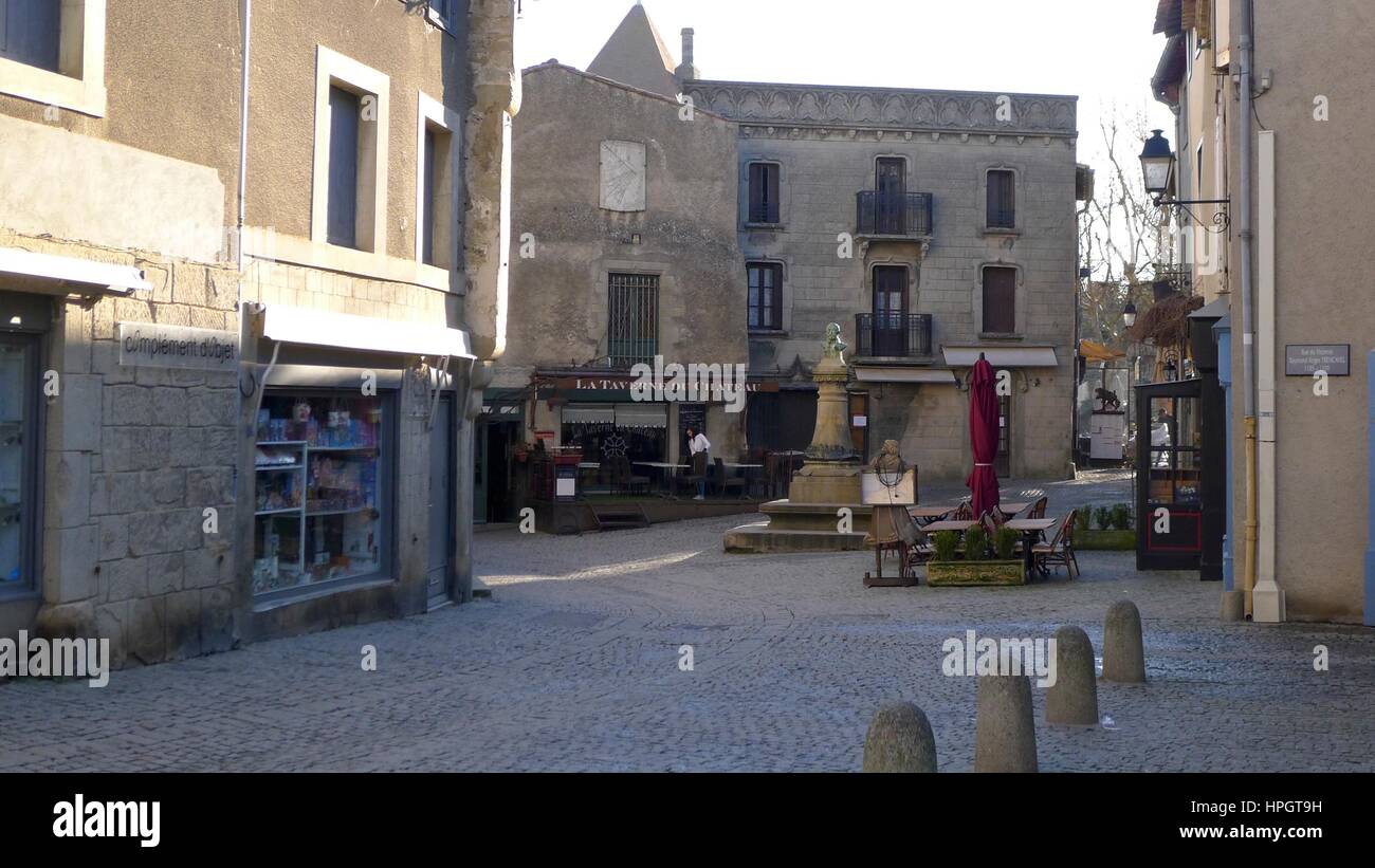 La taverne du chateau, Place du Château, Carcassonne, South West France Stock Photo