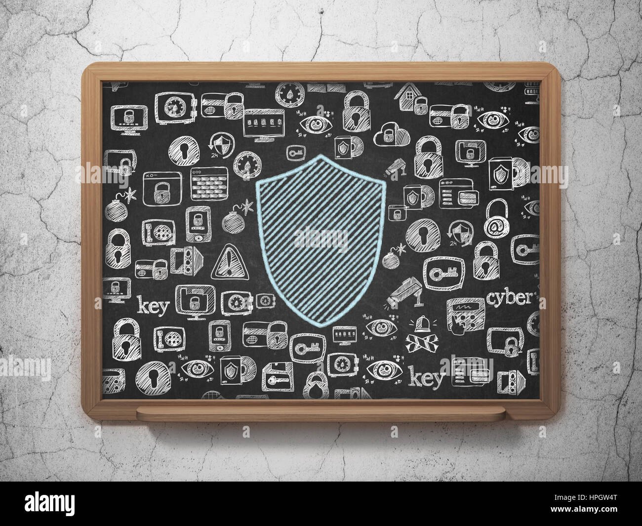 Privacy concept: Shield on School board background Stock Photo - Alamy