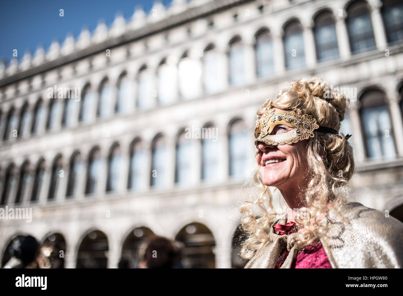 People with traditional mask at the Venice carnival 2017 Stock Photo