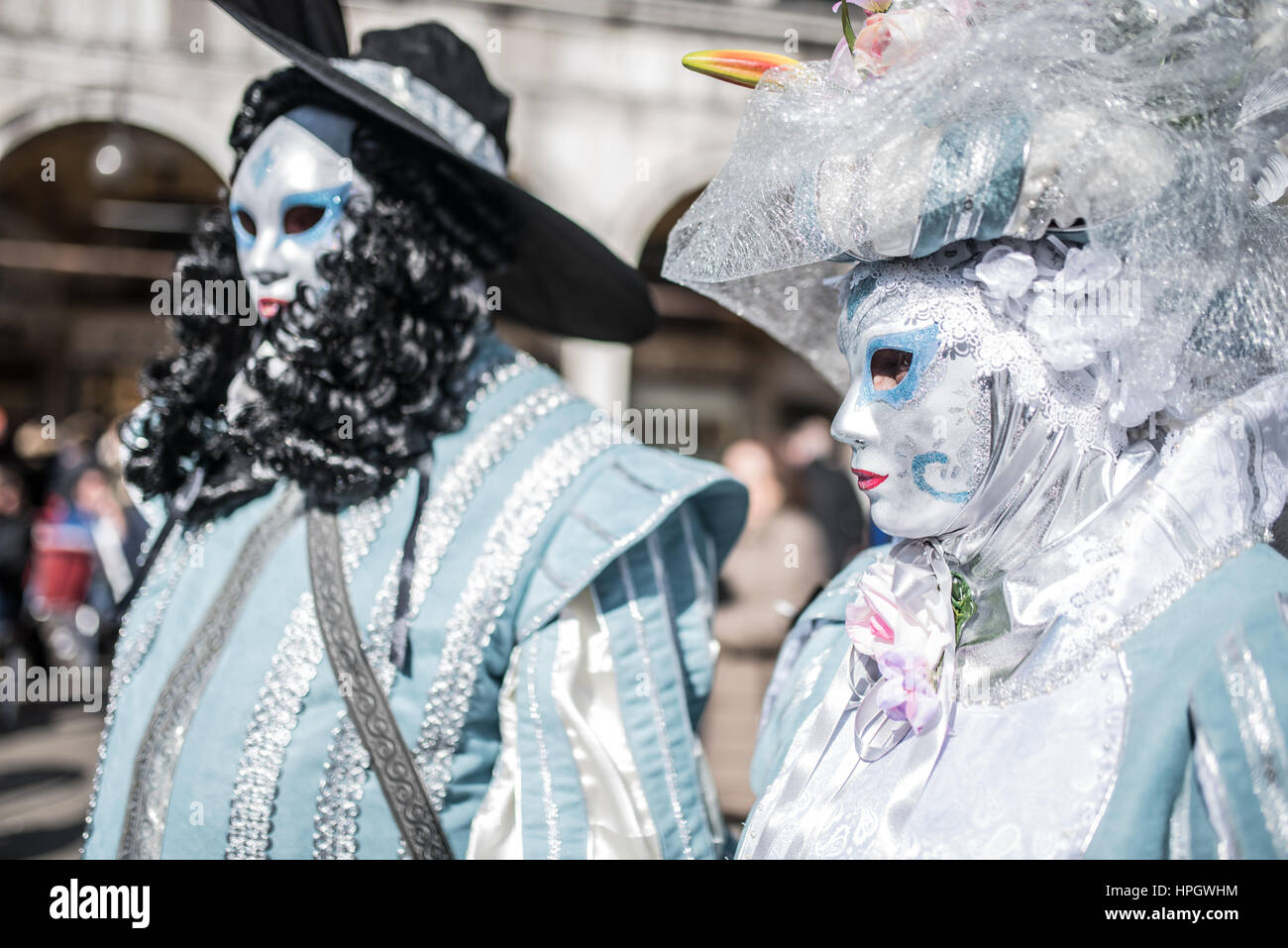 People with traditional mask at the Venice carnival 2017 Stock Photo