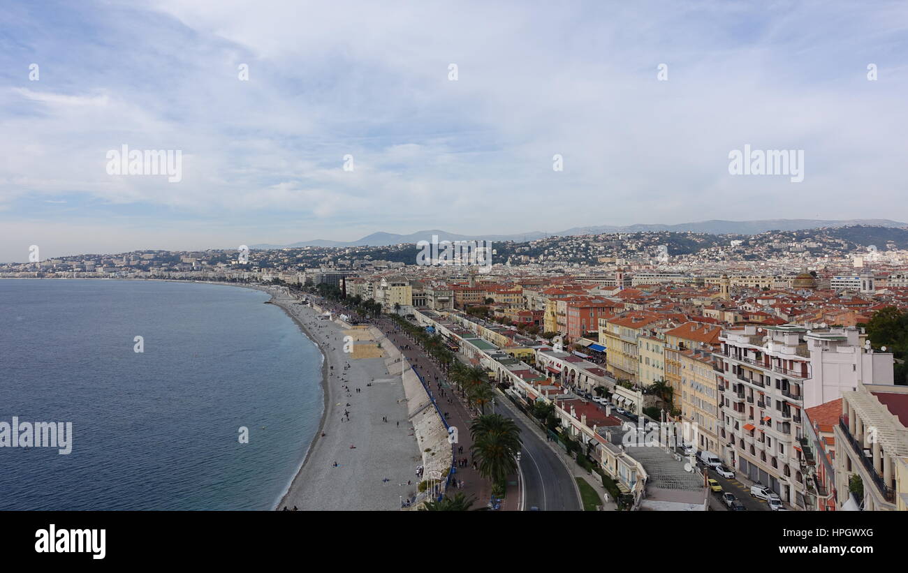 Nice, France Cityscape, during the fall from Parc du Mont Boron Stock Photo