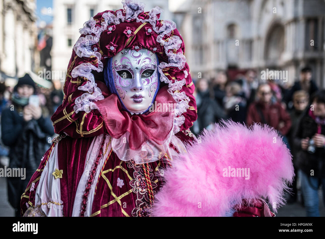 People with traditional mask at the Venice carnival 2017 Stock Photo