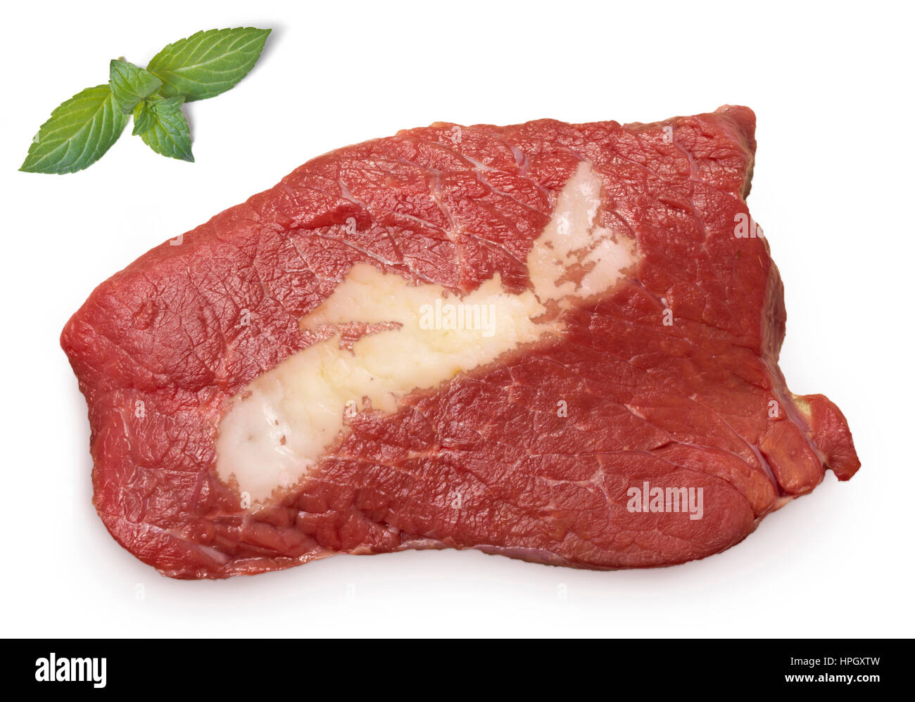 Raw meat (roast beef) and fat composed into it in the shape of Nova