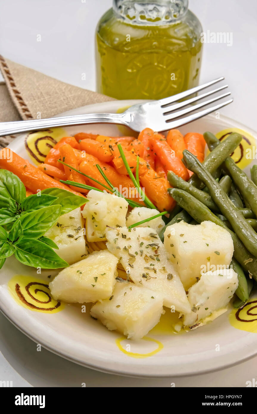 Mixed boiled vegetables Stock Photo