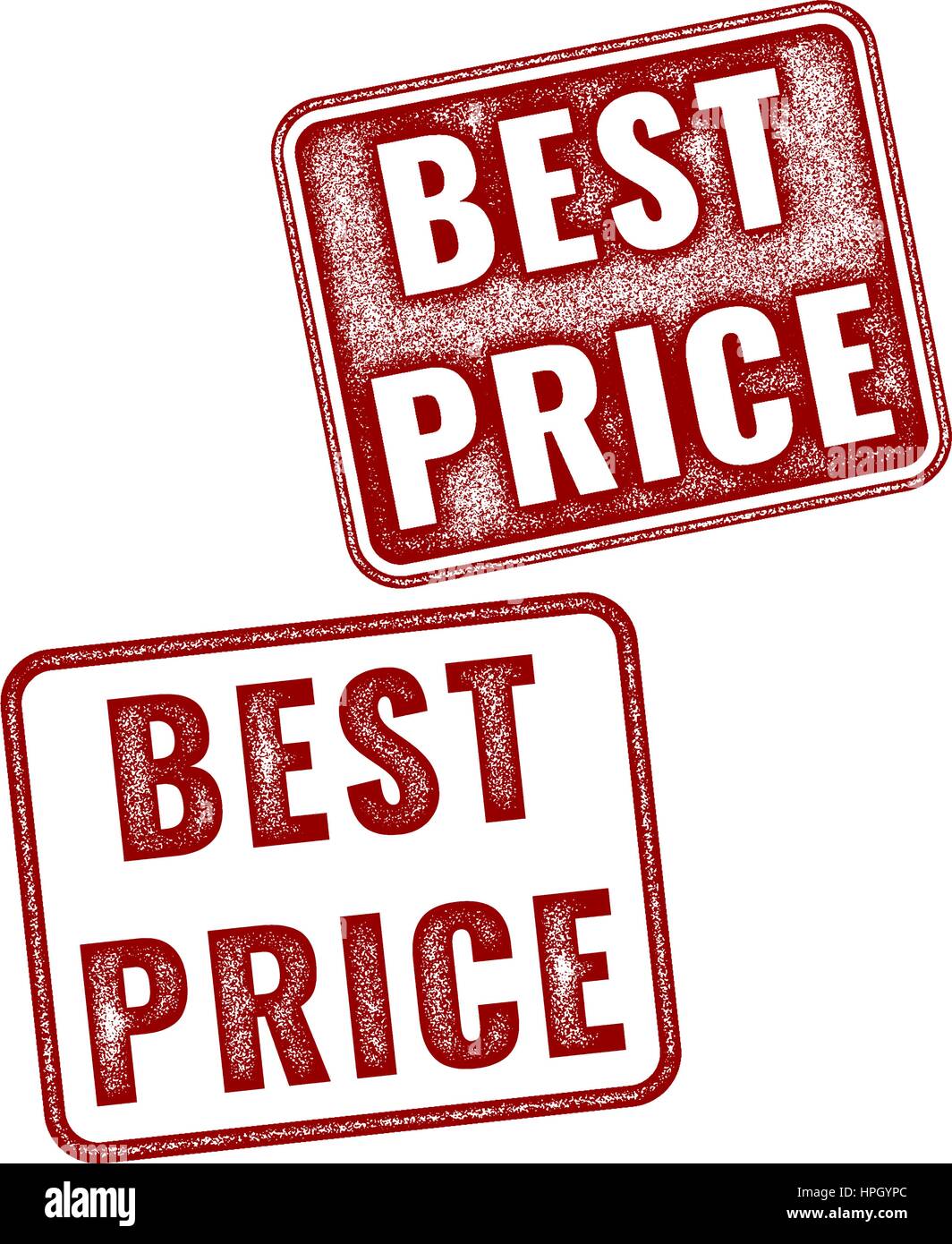 Two red realistic vector Best Price stamps isolated on white background