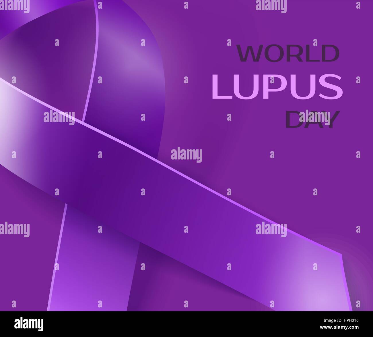 Purple Lupus awareness ribbon background. World lupus day background Stock Vector