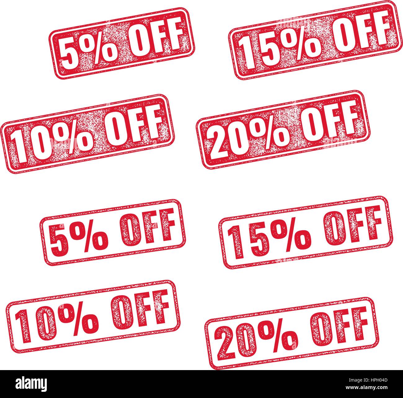 Realistic red veactor stump with discount 5 10 15 20 off Stock Vector