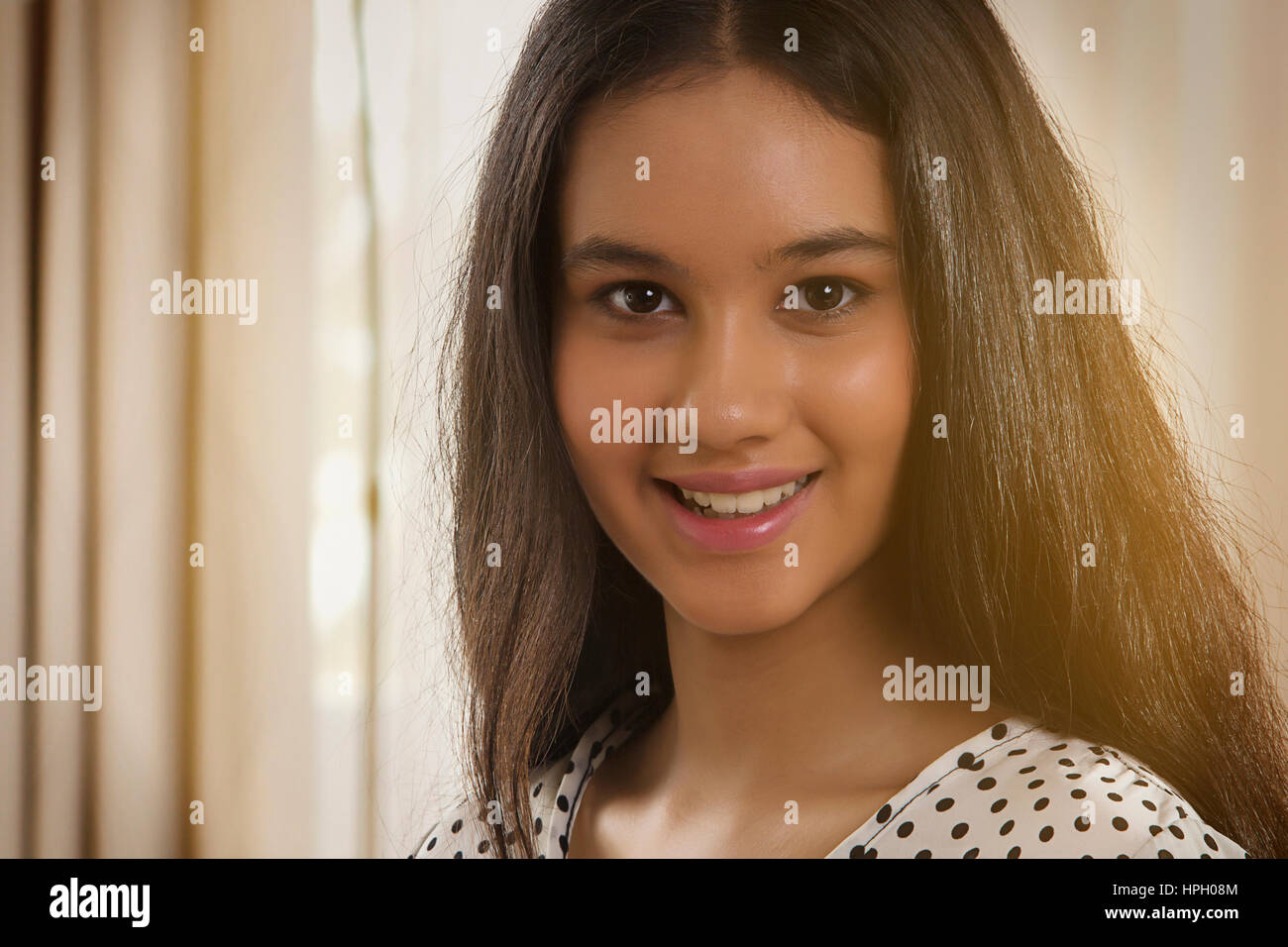 Close up portrait of teenage girl face Stock Photo