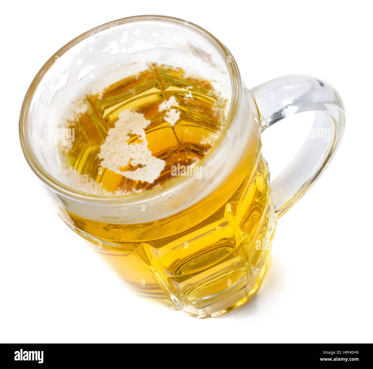 Beer head in the shaped of Northwest Territories and a beer.(series