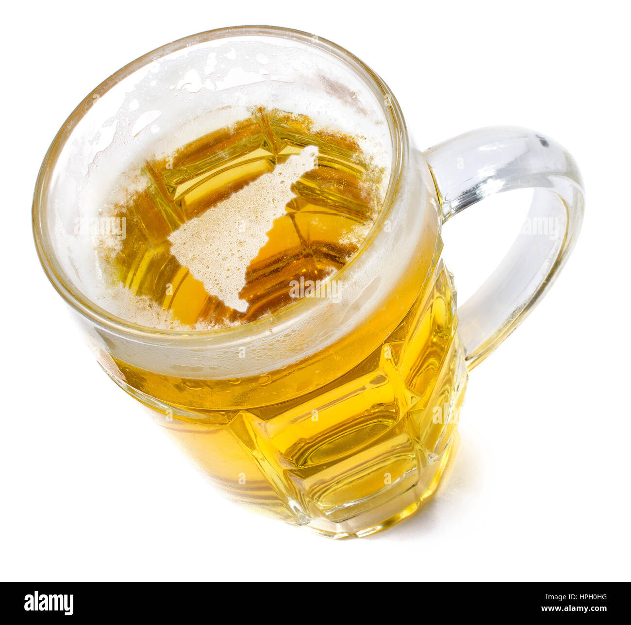 Beer head  in the shaped of Yukon and a beer.(series) Stock Photo