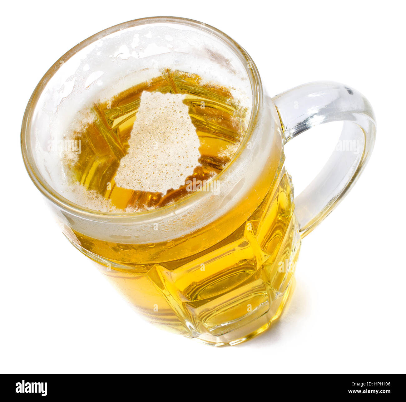 Beer head  in the shaped of Georgia and a beer.(series) Stock Photo
