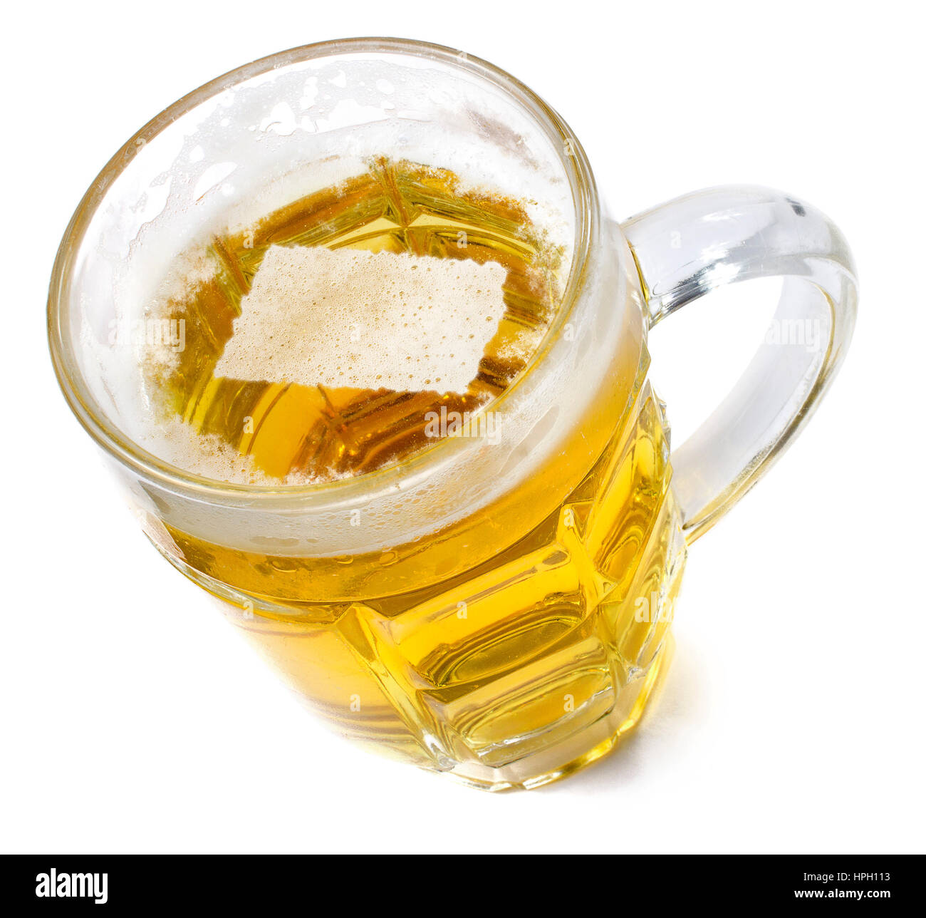 Beer head  in the shaped of Kansas and a beer.(series) Stock Photo