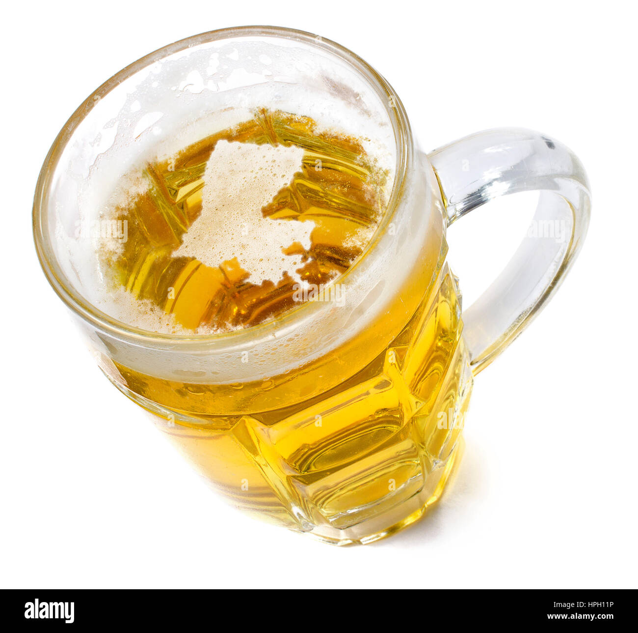Beer head  in the shaped of Louisiana and a beer.(series) Stock Photo