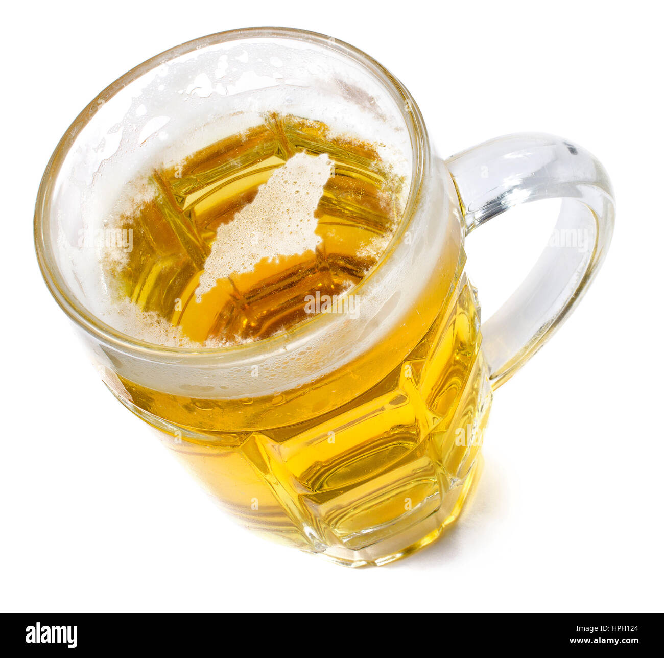 Beer head  in the shaped of Maine and a beer.(series) Stock Photo