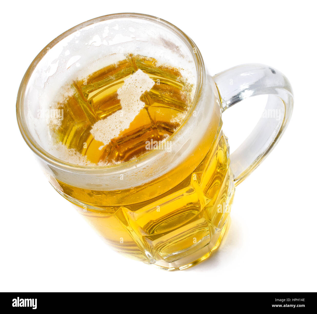 Beer head  in the shaped of New Jersey and a beer.(series) Stock Photo