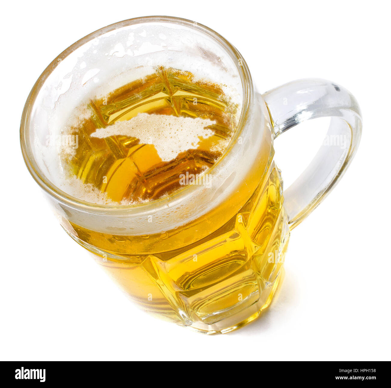 Beer head  in the shaped of North Carolina and a beer.(series) Stock Photo