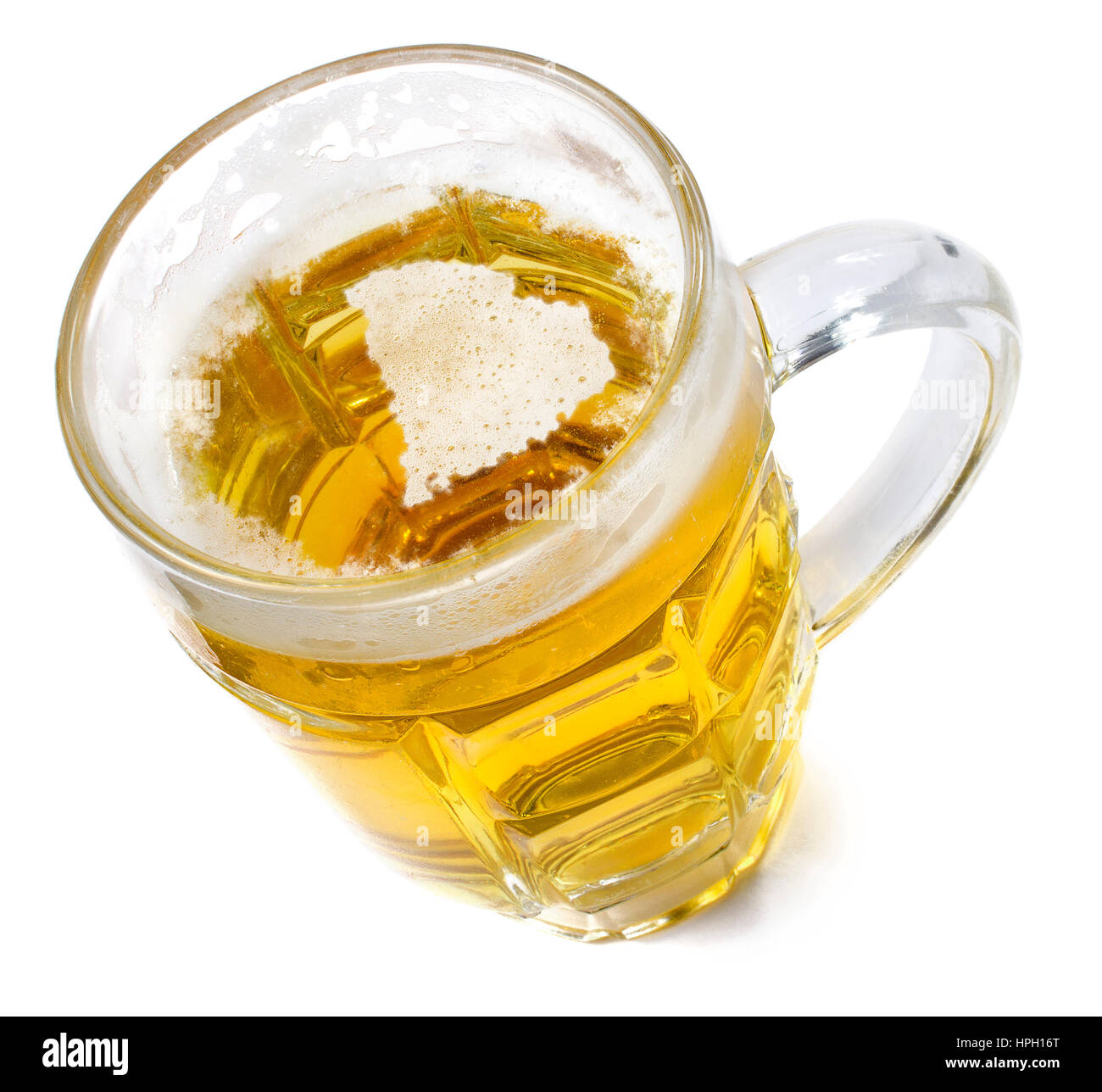 Beer head  in the shaped of South Carolina and a beer.(series) Stock Photo