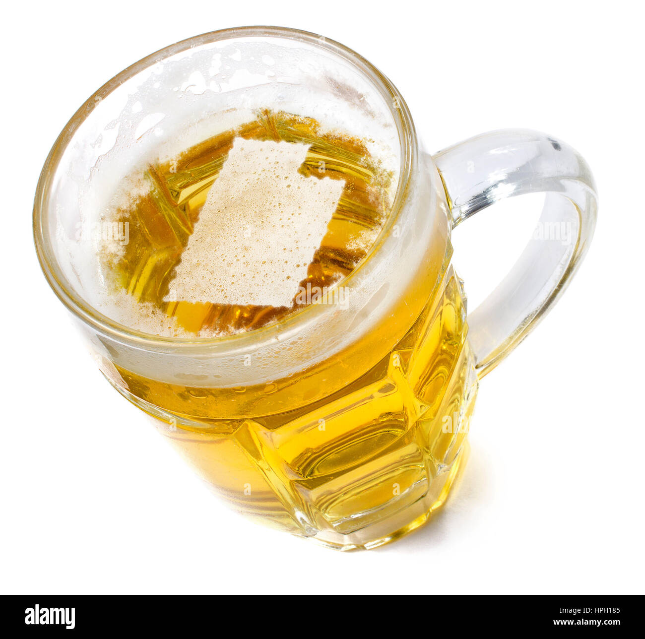 Beer head  in the shaped of Utah and a beer.(series) Stock Photo