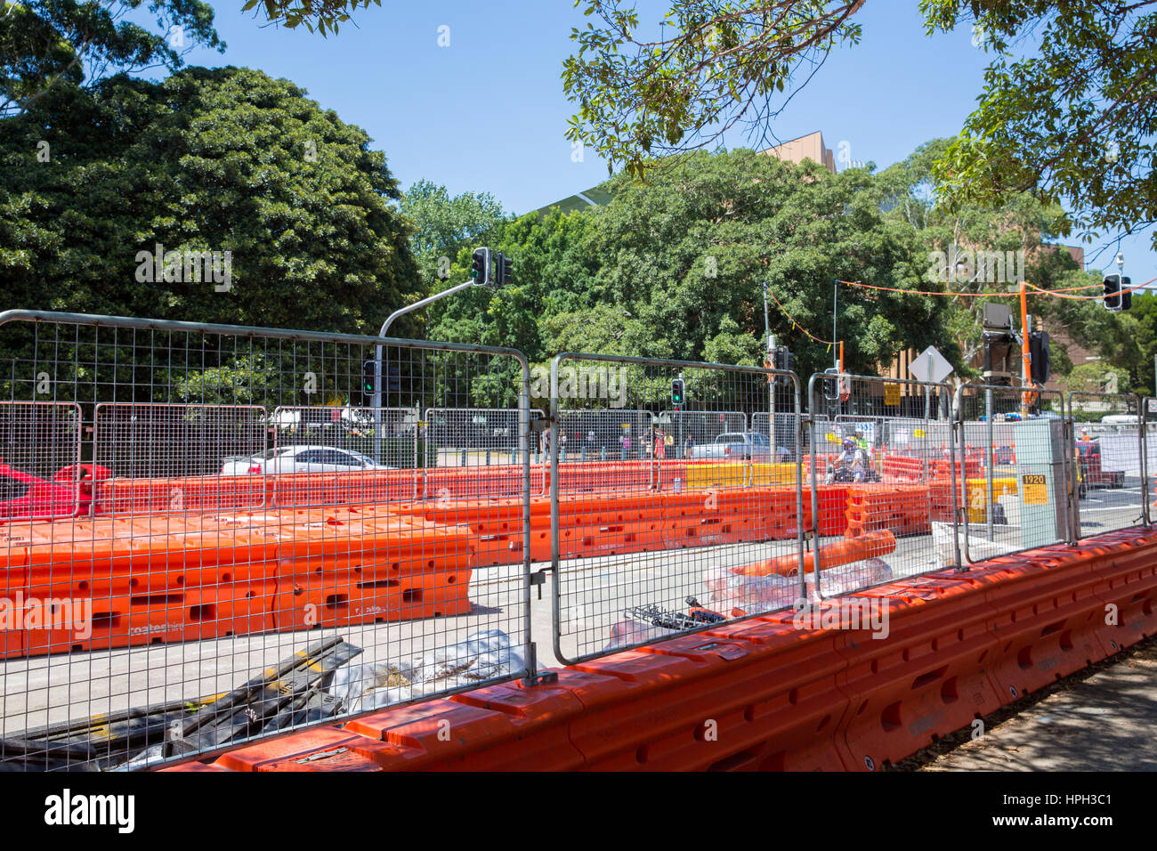 Construction of the Sydney CBD light rail project in Randwick,Sydney