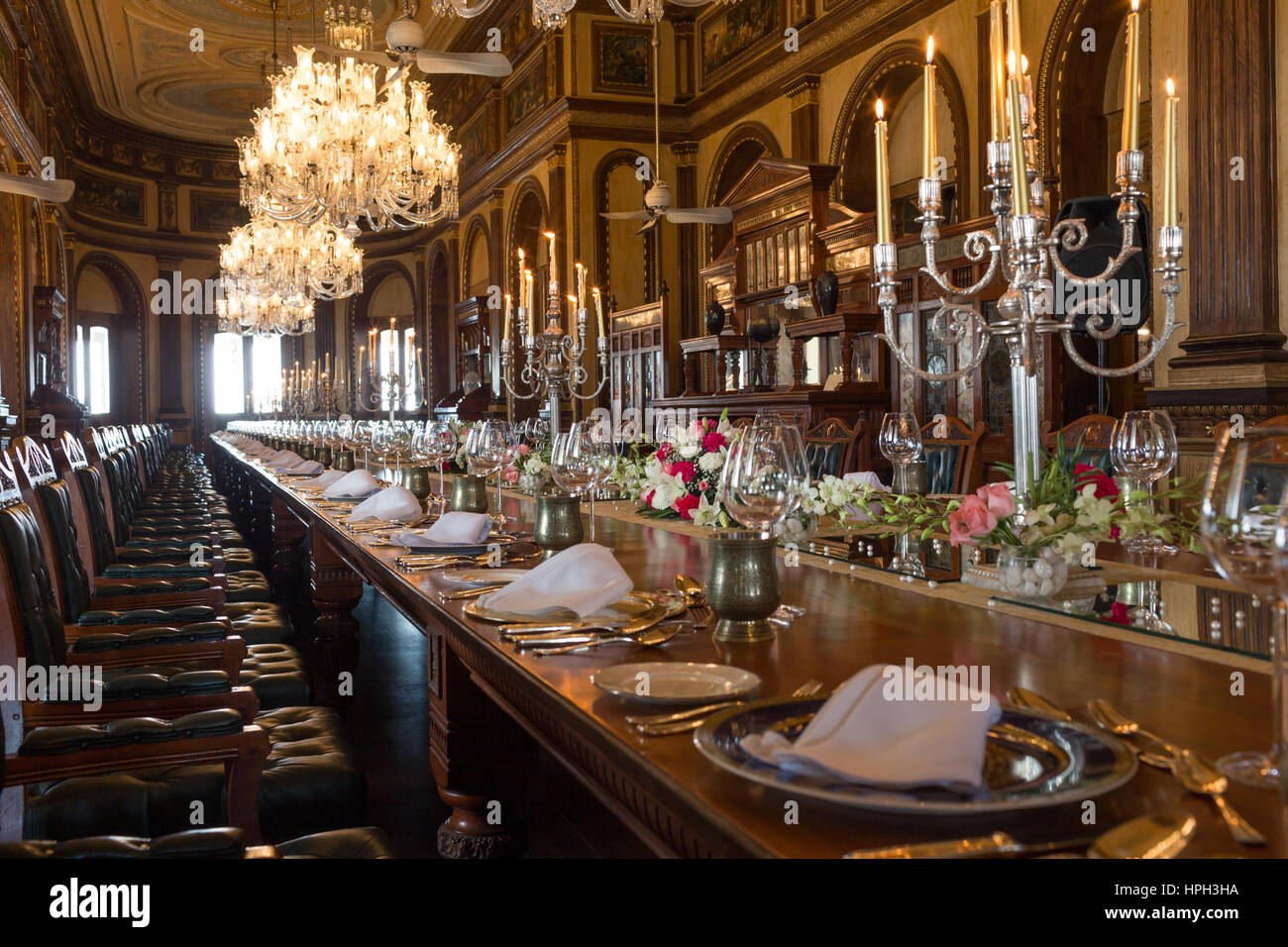 World's Longest Dining Table India Stock Photo