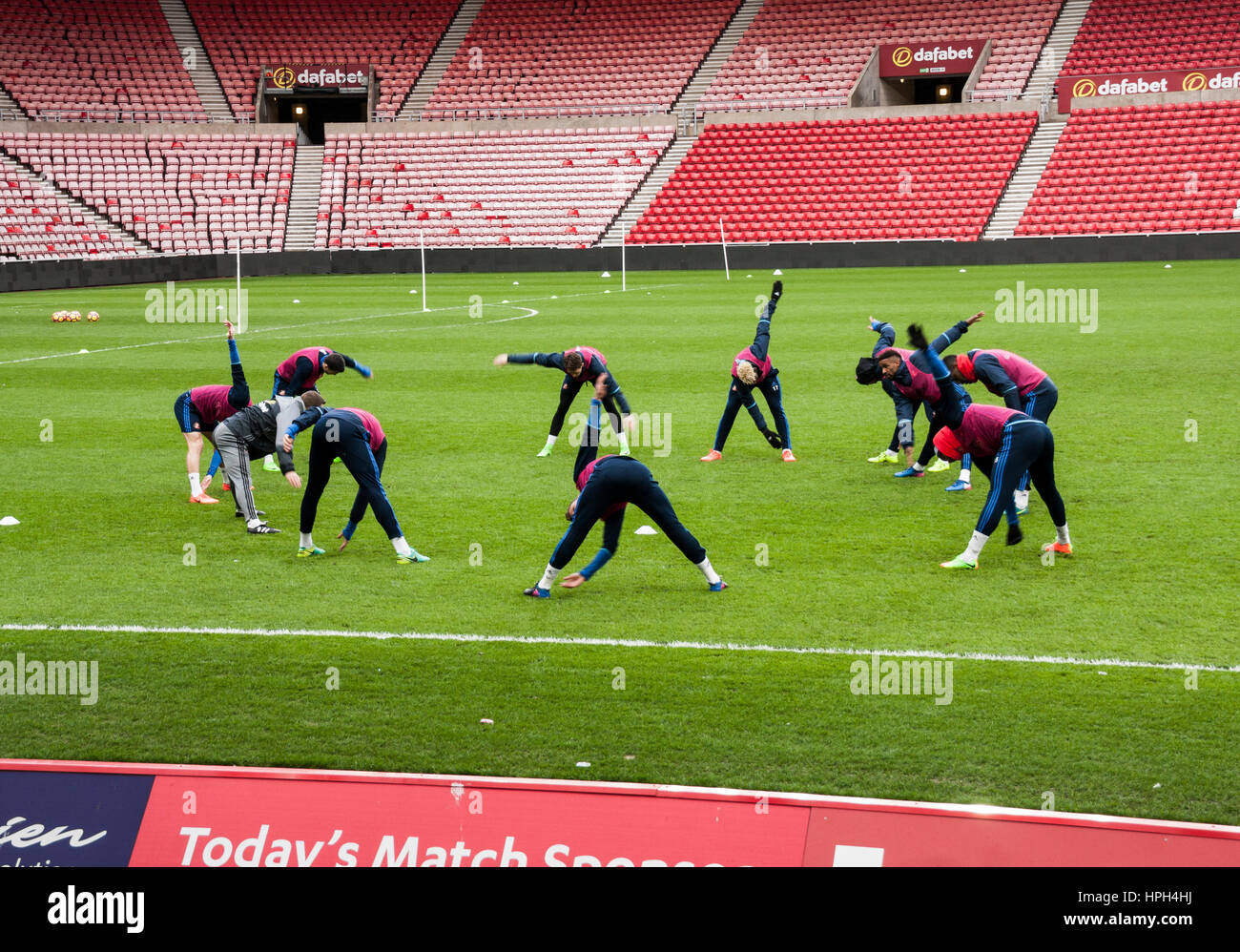 Sunderland players training at the Stadium of Light at open session in front of fans Stock Photo