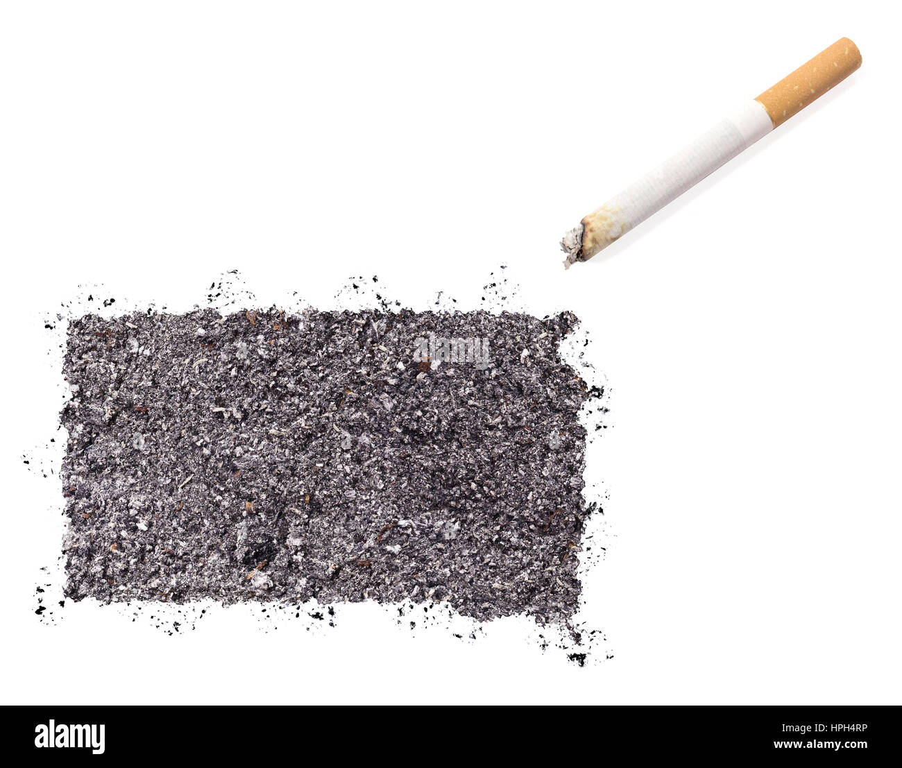 The country shape of South Dakota made of tobacco ash and a cigarette