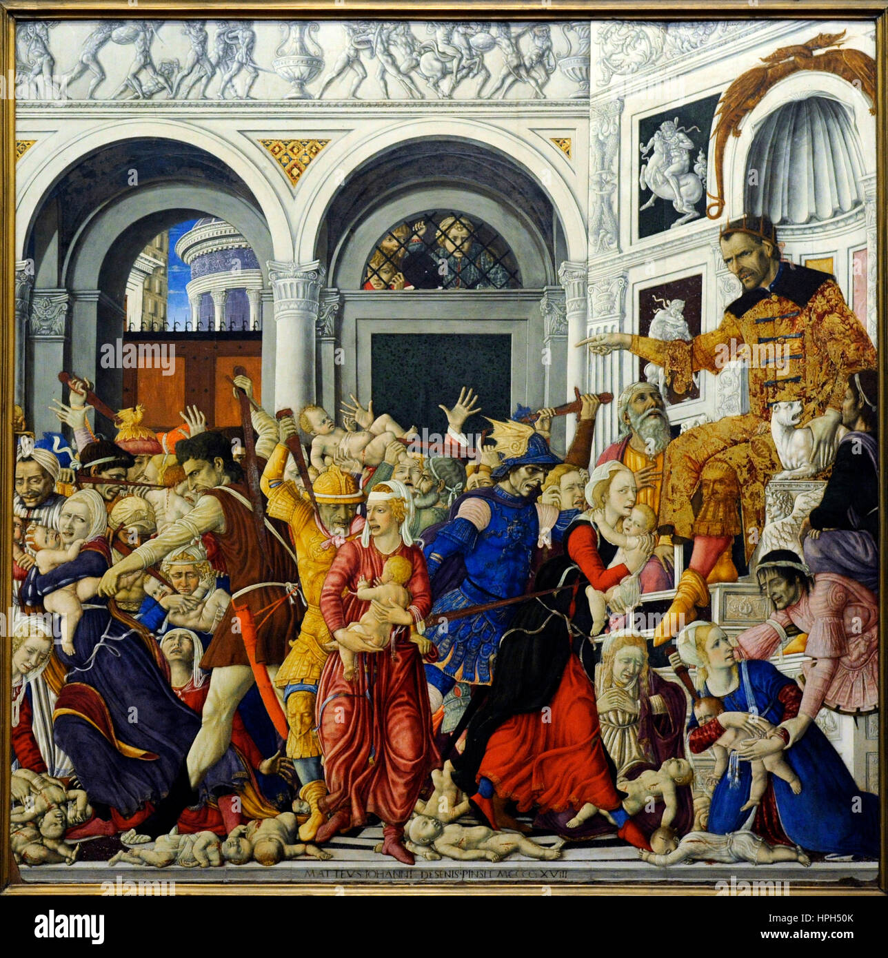 Matteo di Giovanni (1430-1495). Italian painter. Massacre of the Innocents, 1481-1488. Bourbon Collection. National Museum of Capodimonte. Naples. Italy. Stock Photo
