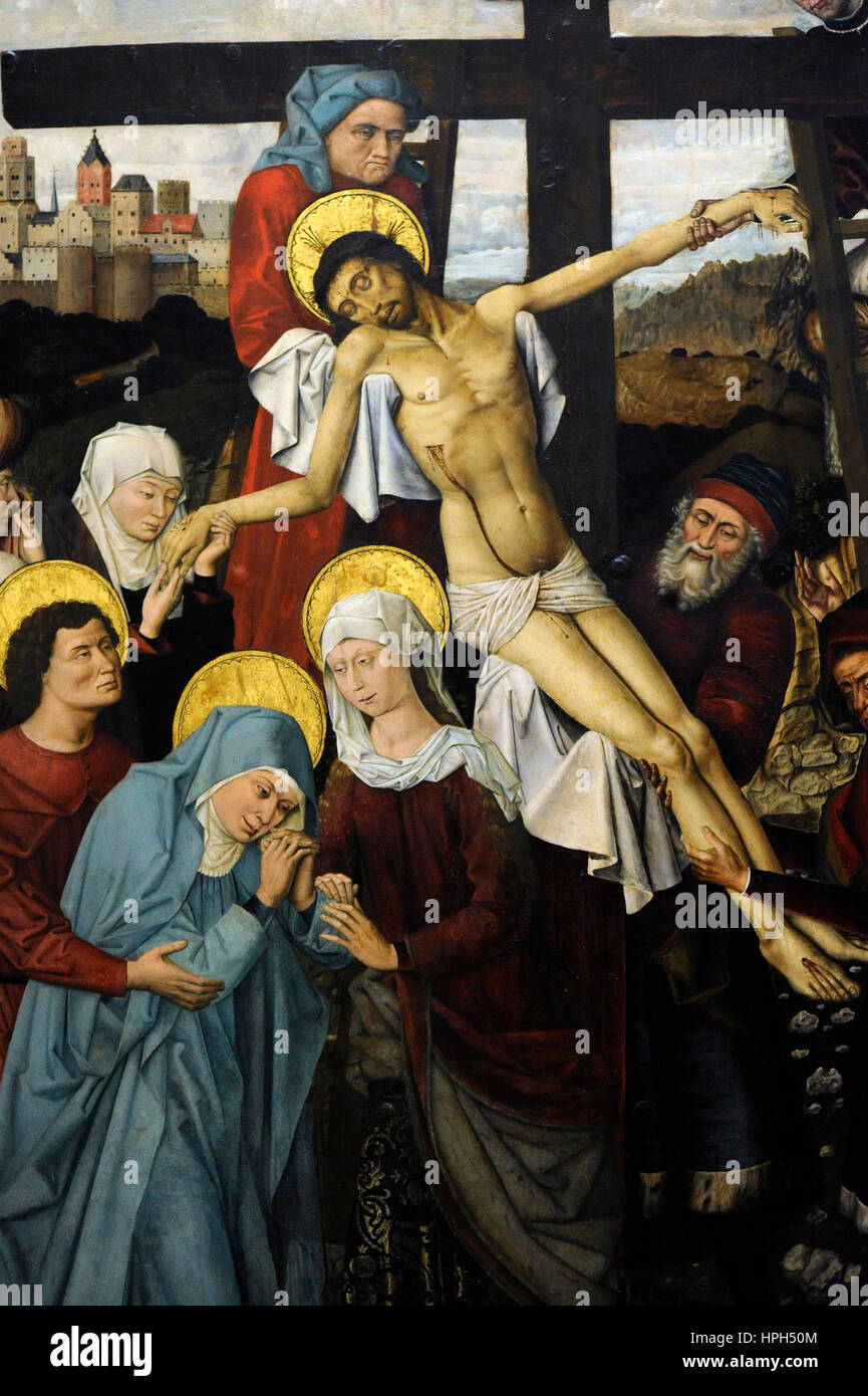 Colantonio (1440-1470). Italian painter. Descent from the Cross, ca. 1455-1460. Detail. National Museum of Capodimonte. Naples. Italy. Stock Photo