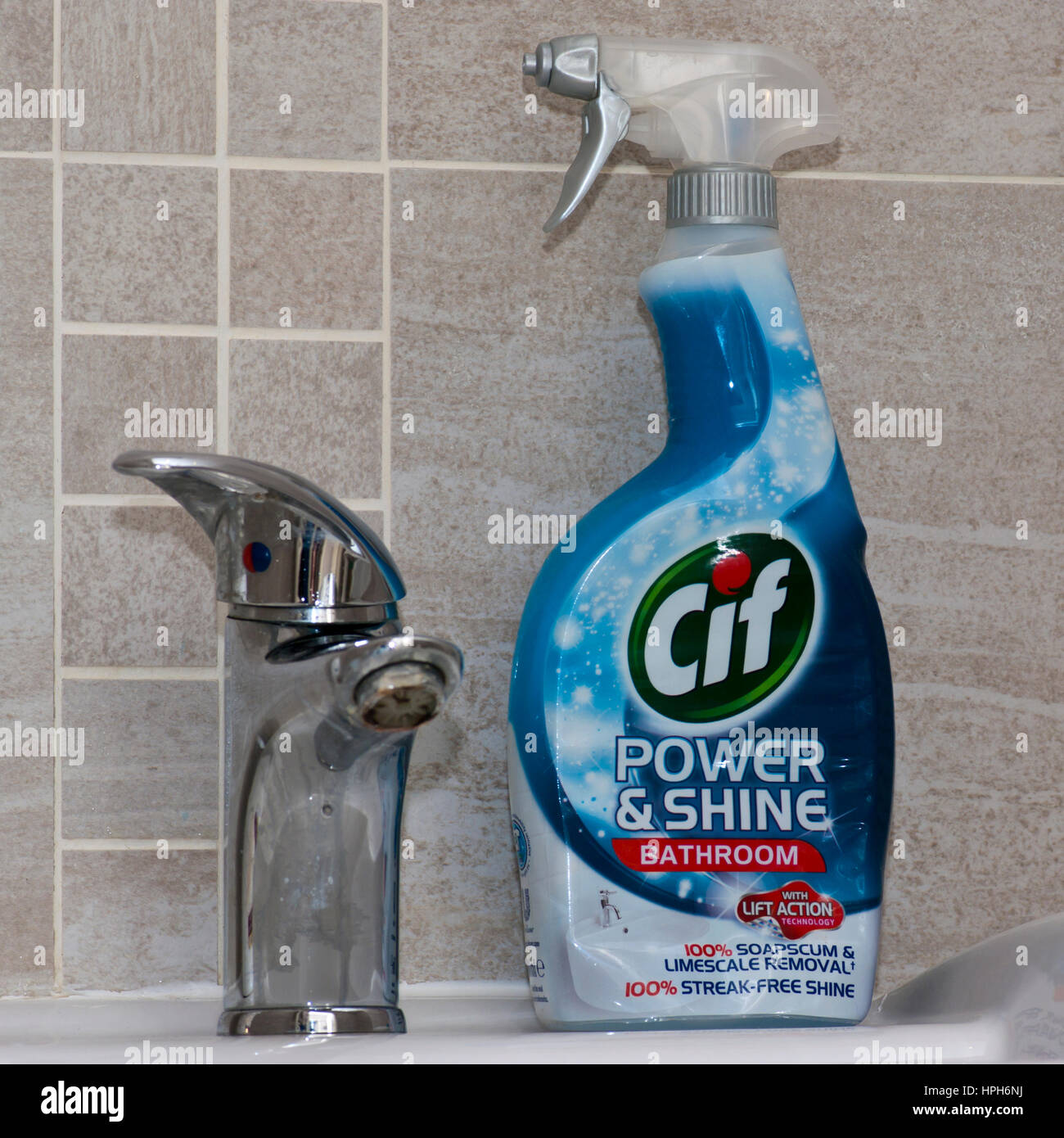 Cif Power and Shine Bathroom Cleaner Stock Photo