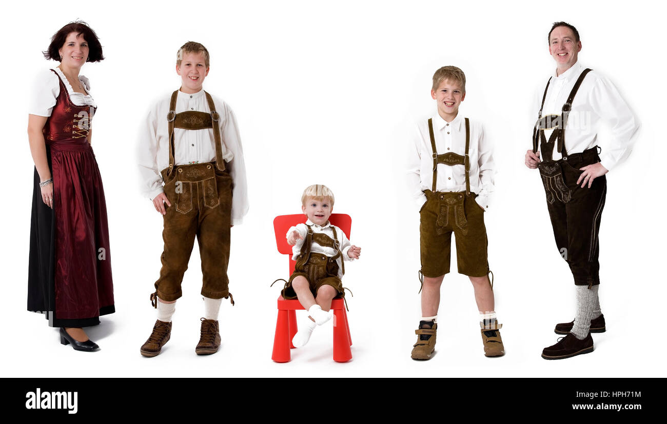 Familie in Tracht - damily in traditional costume, Model released Stock Photo