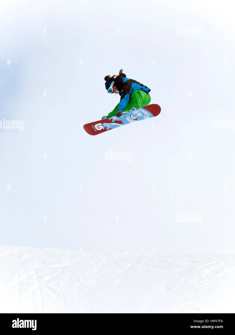 Snowboarder im Sprung - snowboarder jumping Stock Photo