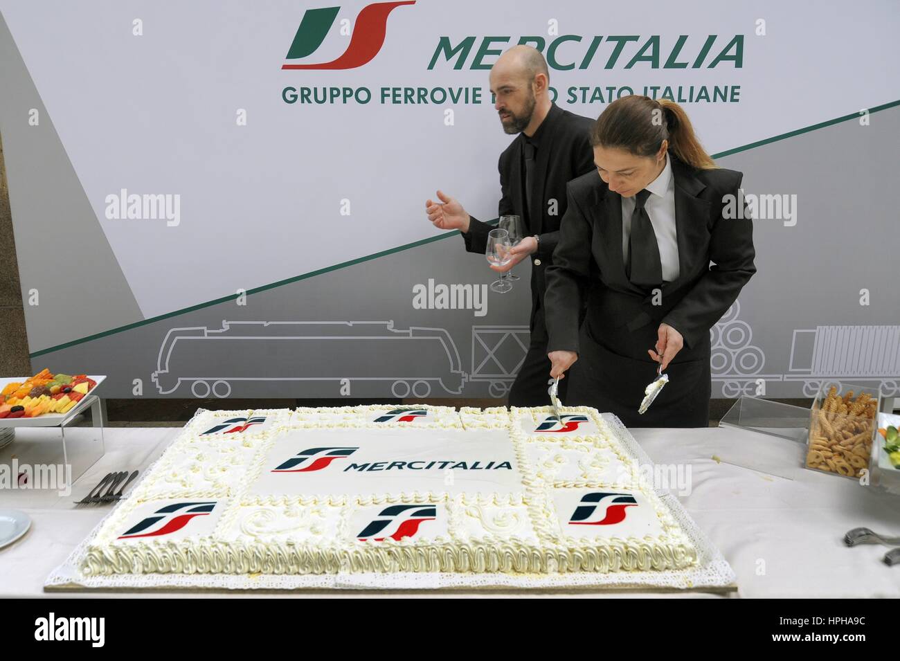 Milan, february 2017 - presentation of the new Polo Mercitalia, grouping of the Italian FS Group companies operating in the business of freight transport and logistics Stock Photo