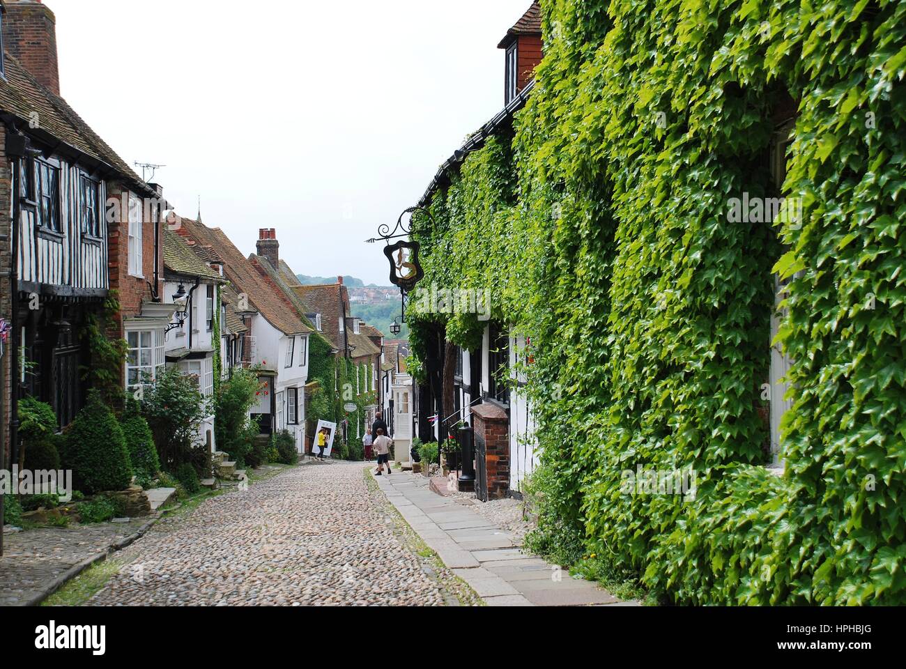 The historic Mermaid Inn in Mermaid Street at Rye, East Sussex, England. The original building was rebuilt in 1420. Stock Photo
