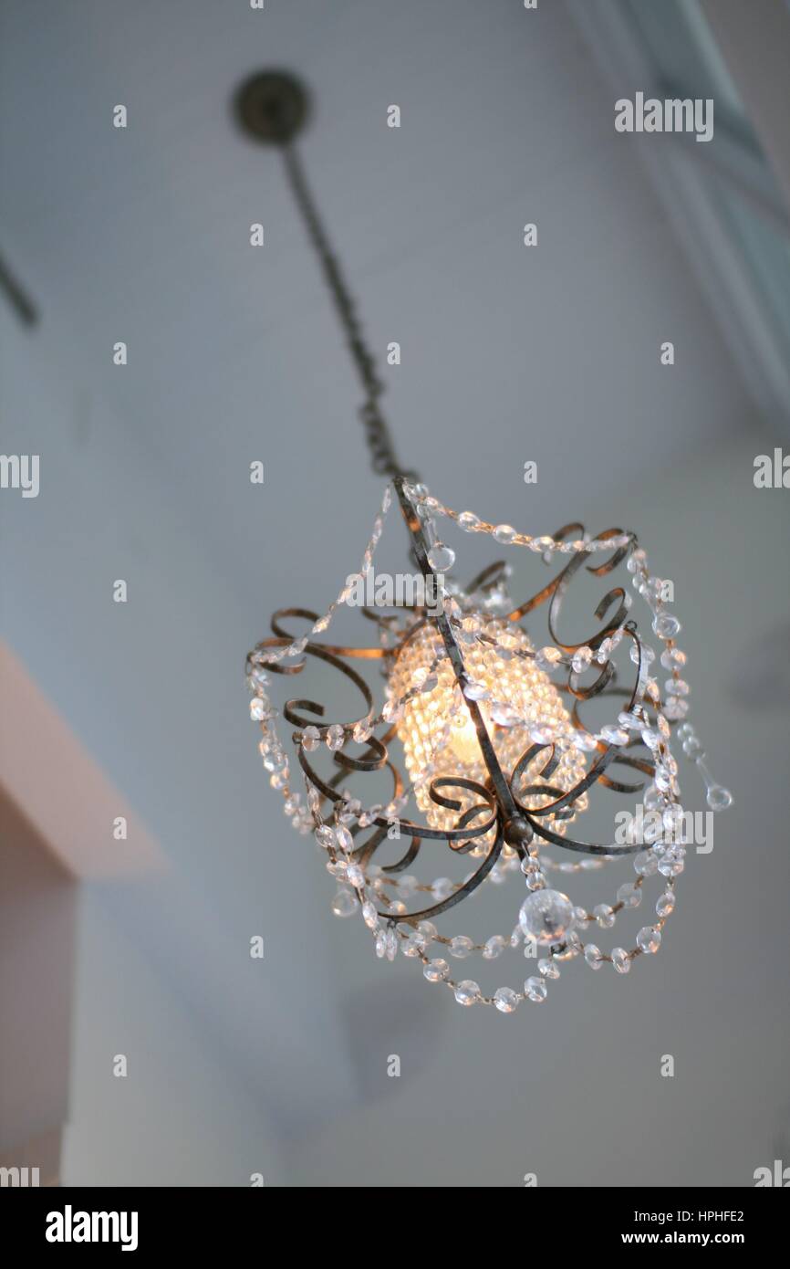 Vintage Crystal Chandelier in Chill Chicago Café Stock Photo Alamy