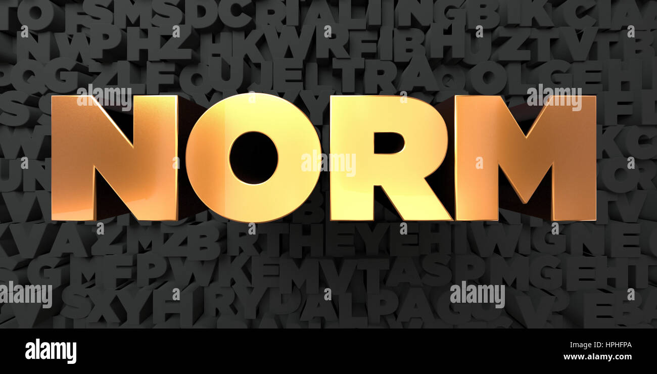 Norm   Gold Text On Black Background   3D Rendered Royalty Free Stock