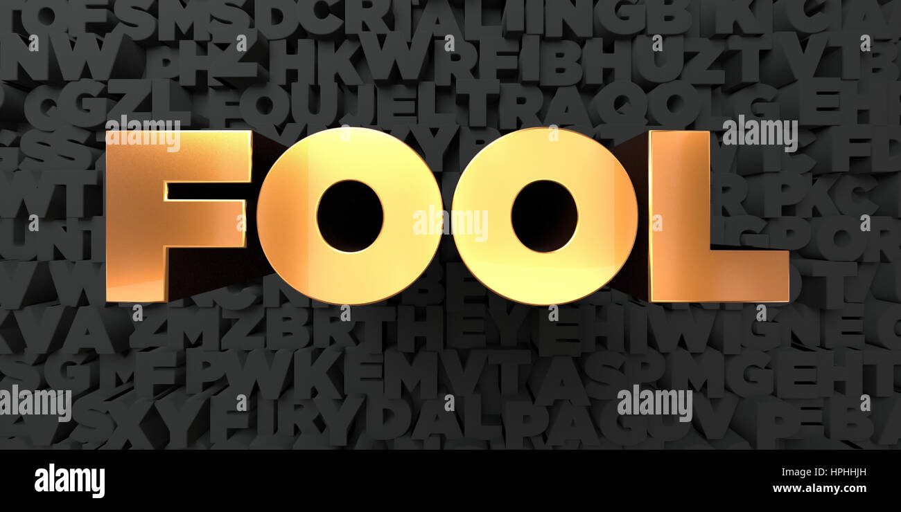 Fool Gold text on black background 3D rendered royalty free stock