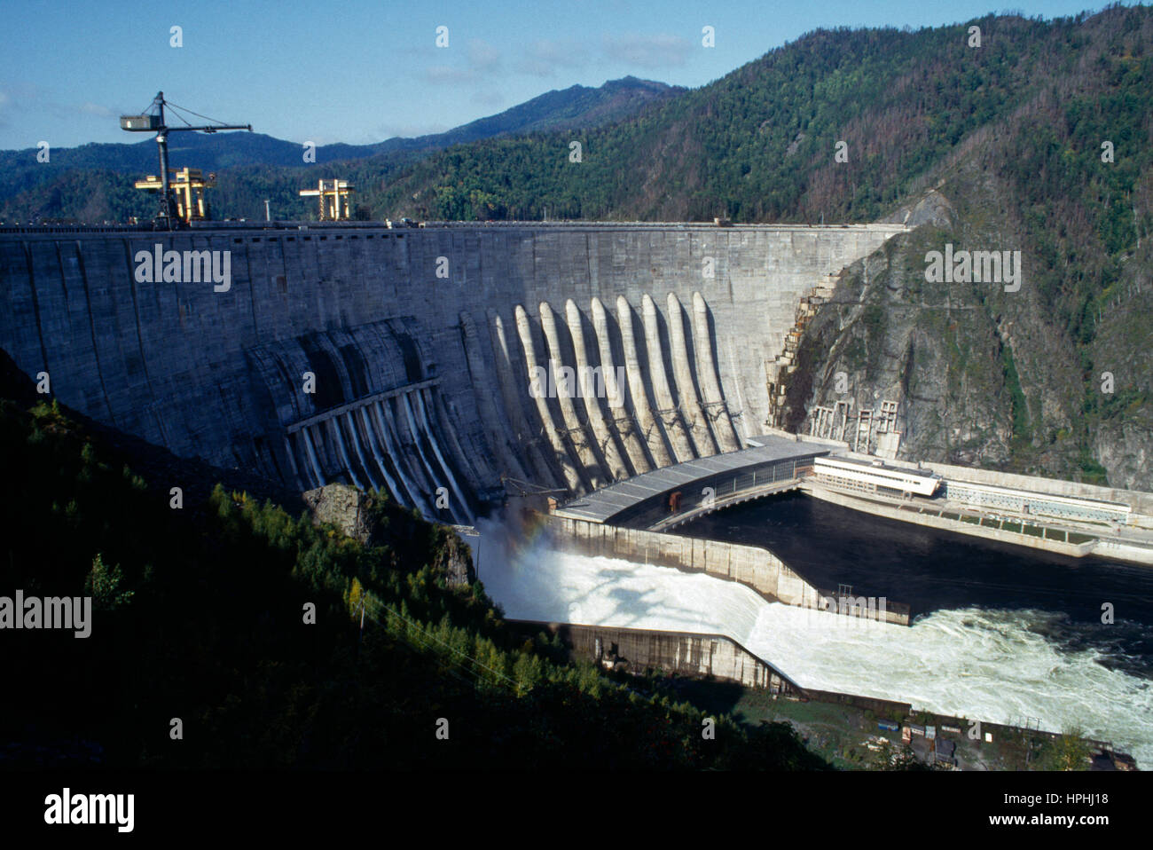 Enisej River Siberia Russia Dam Of Sayanoshushenskaya Power Station Stock Photo Alamy